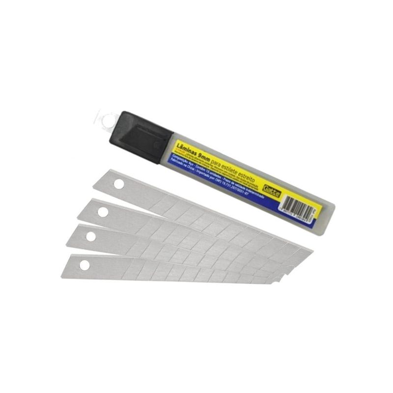 Lâmina 9mm para Estilete Estreito Ref.: 11003 Gatte (01 unidade)