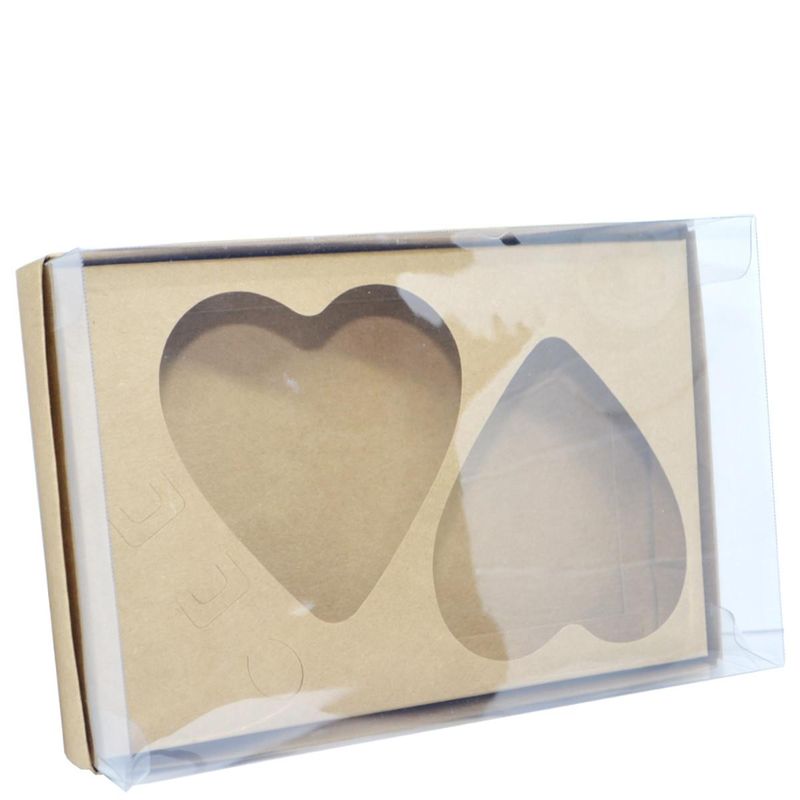 Caixa Meio Ovo Coração Premium S/ Colher Cor Kraft 2 Cavidades 200gr Ref. CMO209 Papieri (01UND)