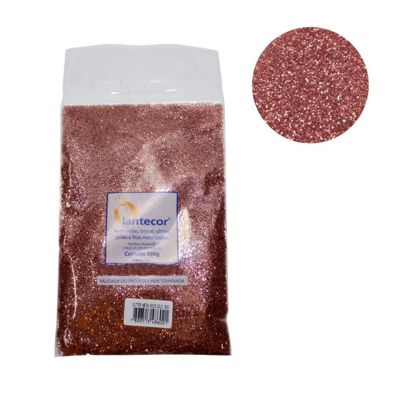 Glitter de PVC Metálico Rose Gold Lantecor (100 gramas)