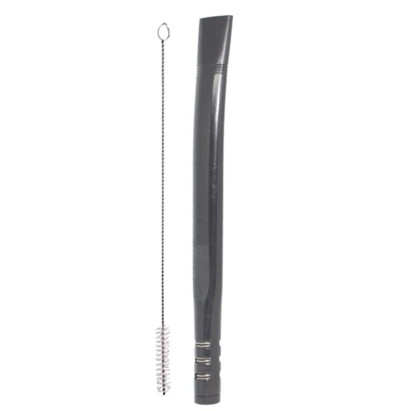 Bomba para Tererê de Inox Preta Bojo de Mola Interna C/ Furo Quadrado 19cm Ref. 407 Garibaldi (01 un