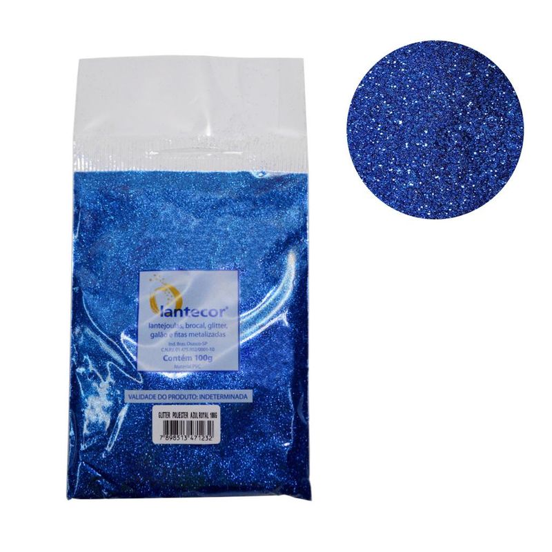 Glitter de Poliéster Metalizado Ref. 61 Azul Royal Lantecor (100 gramas)