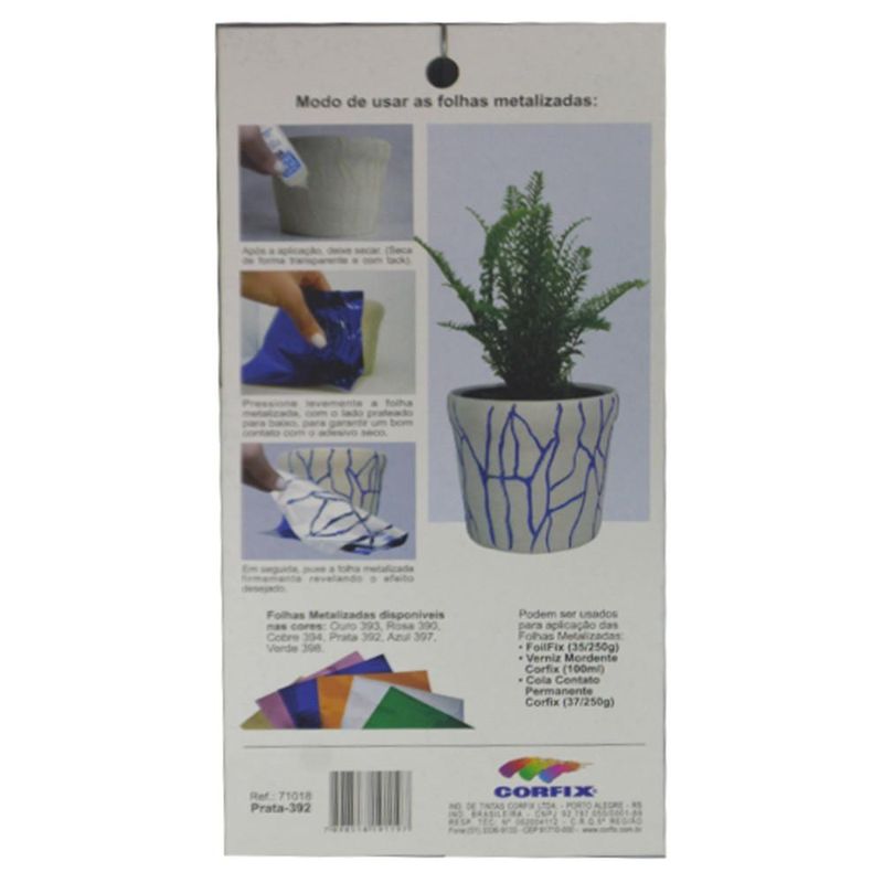 Folha Metalizada Foil Prata 10x18cm Corfix (10 unidades)
