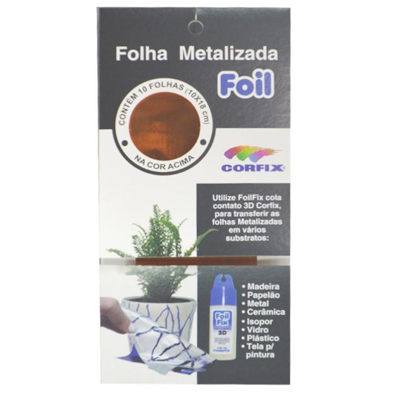 Folha Metalizada Foil Cobre 10x18cm Corfix (10 unidades)
