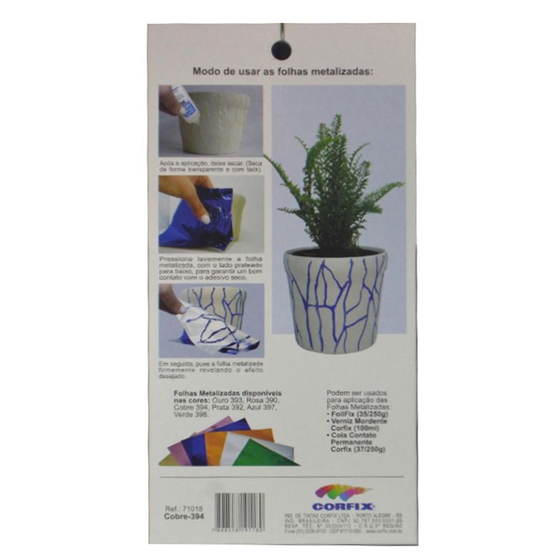 Folha Metalizada Foil Cobre 10x18cm Corfix (10 unidades)