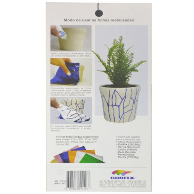 Folha Metalizada Foil Ouro 10x18cm Corfix (10 unidades)