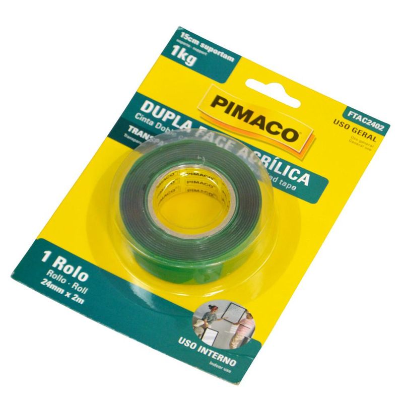 Fita Dupla Face Acrílica Transparente 24mm x 2m Ref. FTAC2402 Pimaco (01 unidade)
