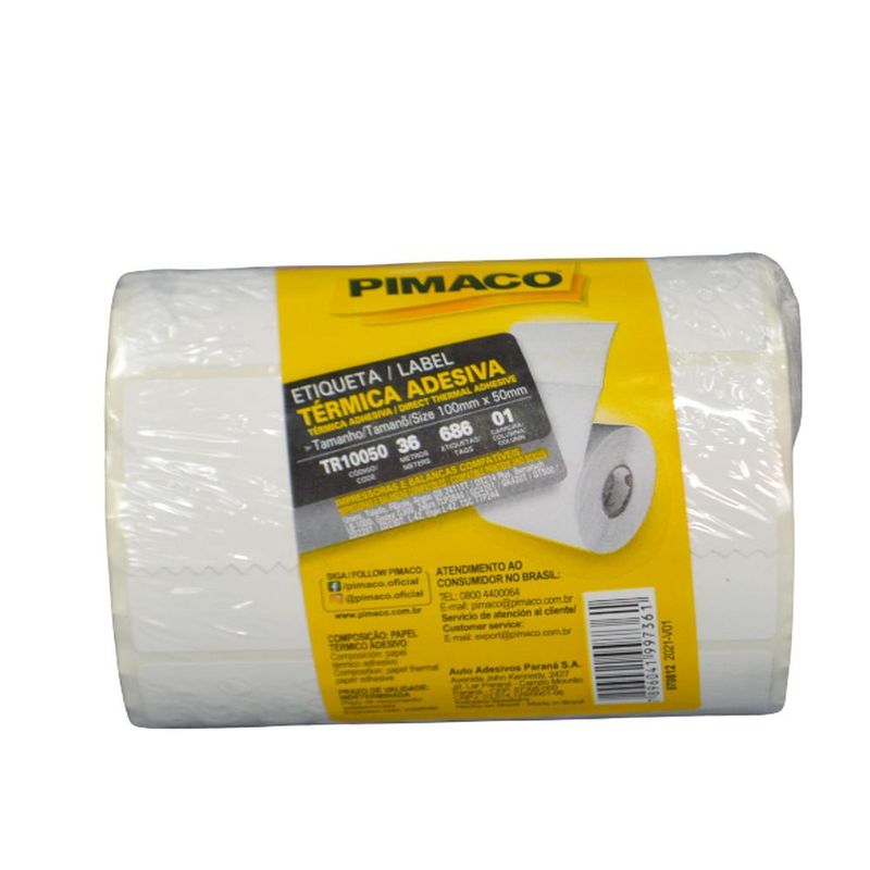 Etiqueta Térmica Adesiva P/ Impressora e Balança TR10050 100x50mm Pimaco (686 etiquetas)