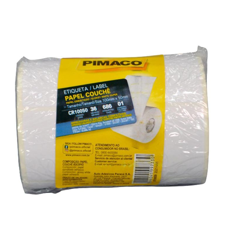 Etiqueta Adesiva Papel Couchê P/ Impressora e Balança CR10050 100X50mm Pimaco (686 etiquetas)