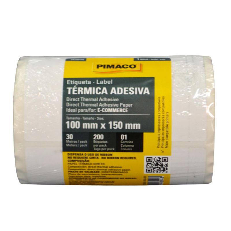 Etiqueta Térmica Adesiva E-Commerce P/ Impressora e Balança TR100150 100x150mm Pimaco (200 etiquetas)