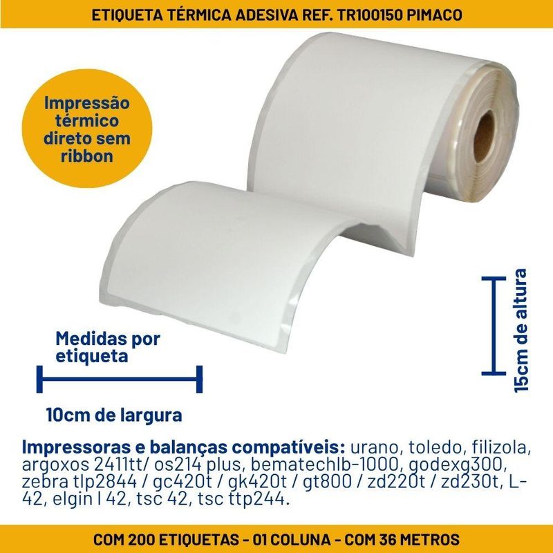 Etiqueta Térmica Adesiva E-Commerce P/ Impressora e Balança TR100150 100x150mm Pimaco (200 etiquetas)