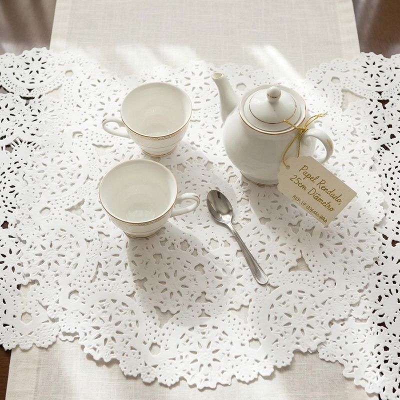 Fundo Rendado de Papel P/ Doces e Bandejas Branco 25cm Art Lille (24 unidades)