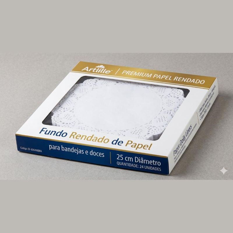 Fundo Rendado de Papel P/ Doces e Bandejas Branco 25cm Art Lille (24 unidades)