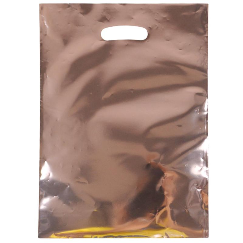Sacola Metalizada Boca de Palhaço Dourado Rosé 20x29cm Comercial Wei (10 unidades)