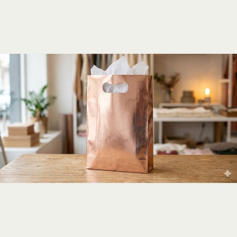 Sacola Metalizada Boca de Palhaço Dourado Rosé 20x29cm Comercial Wei (10 unidades)