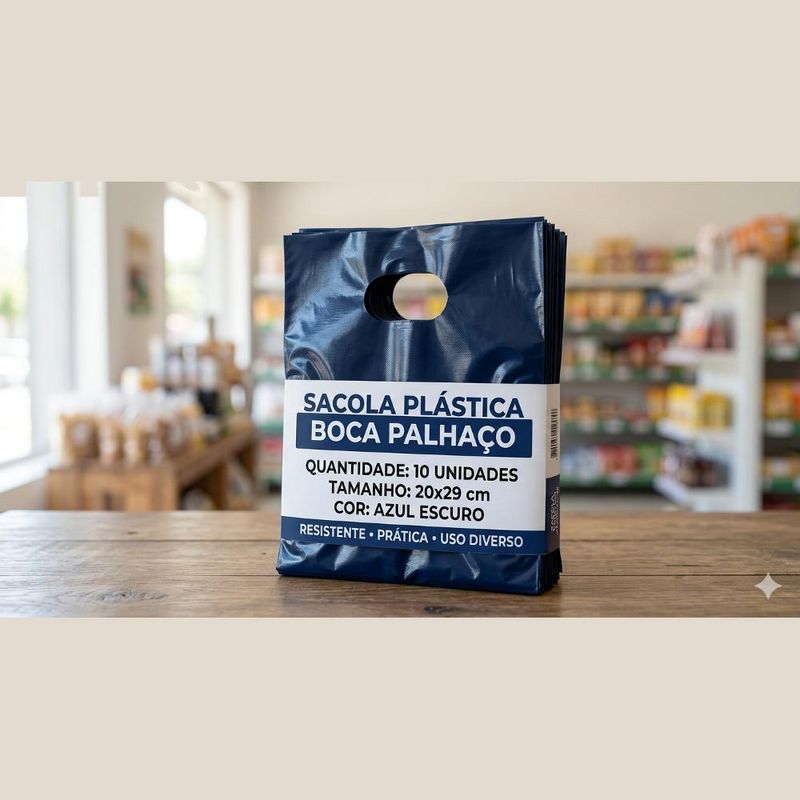 Sacola Metalizada Boca de Palhaço Azul Escuro 20x29cm Comercial Wei (10 unidades)