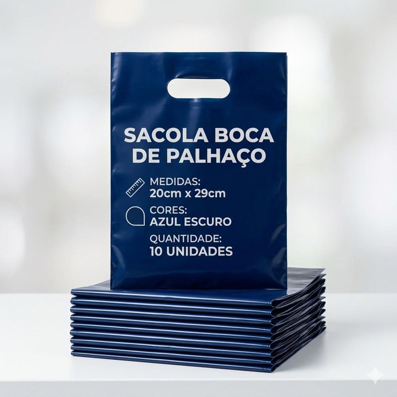 Sacola Metalizada Boca de Palhaço Azul Escuro 20x29cm Comercial Wei (10 unidades)