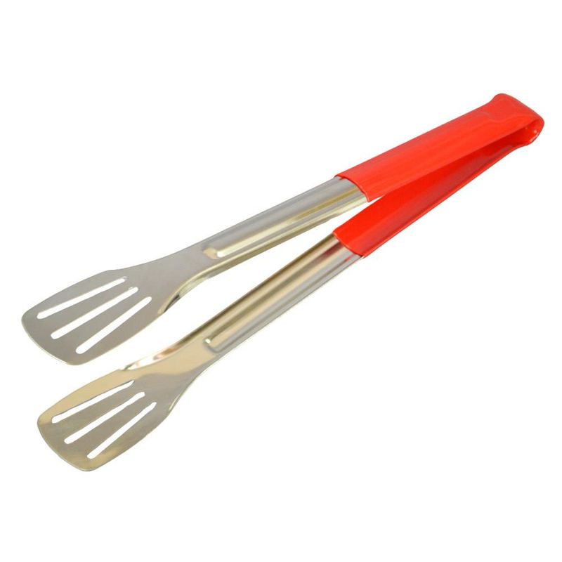 Pegador de Inox Universal P/ Massas e Saladas C/ Cabo Vermelho Vazado 28cm Ref. IPG-019 Solrac (01 unidade)