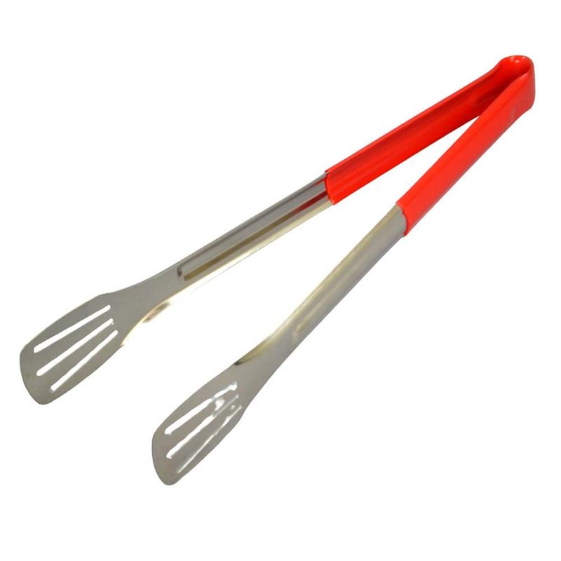 Pegador de Inox Universal P/ Massas e Saladas C/ Cabo Vermelho Vazado 28cm Ref. IPG-019 Solrac (01 unidade)