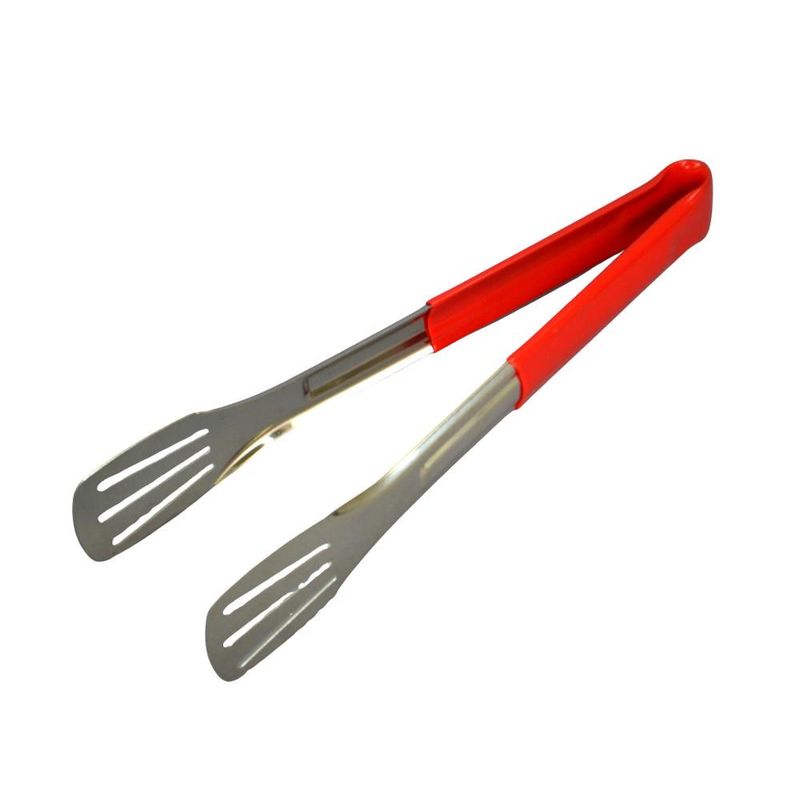 Pegador de Inox Universal P/ Massas e Saladas C/ Cabo Vermelho Vazado 24cm Ref. IPG-006 Solrac (01 unidade)