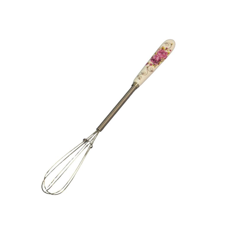 Batedor de Inox (Fuet) Tipo Pera P/ Ovos C/ Cabo de Cerâmica 20x2,5cm Solrac (01 unidade)