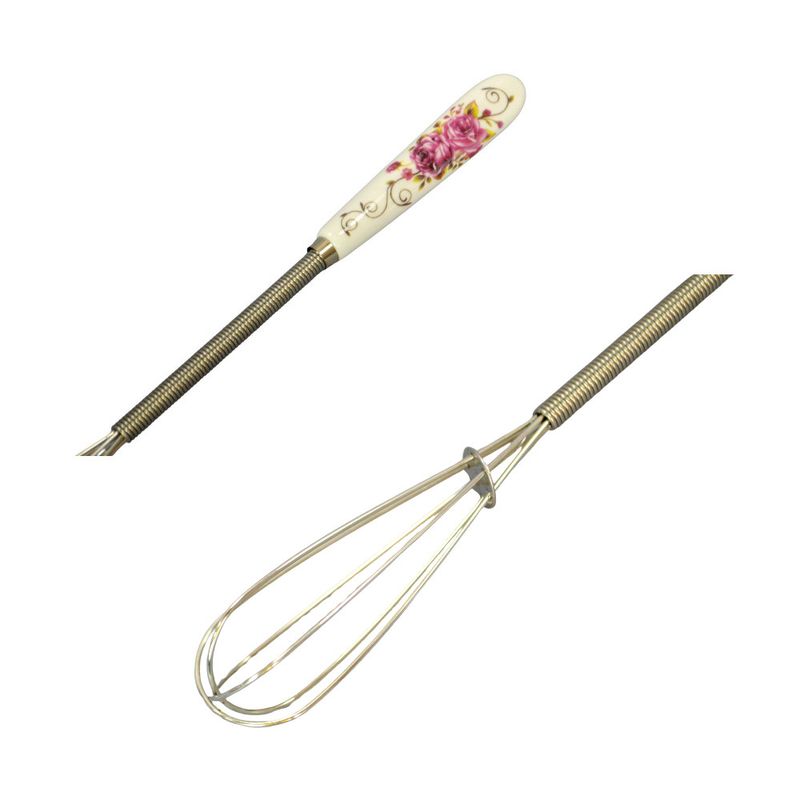 Batedor de Inox (Fuet) Tipo Pera P/ Ovos C/ Cabo de Cerâmica 20x2,5cm Solrac (01 unidade)