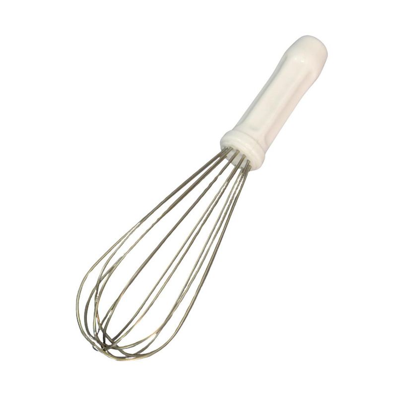 Batedor de Inox Fuet Tipo Pera P/ Ovos C/ Cabo Branco 25x6.5cm Solrac (01 unidade)