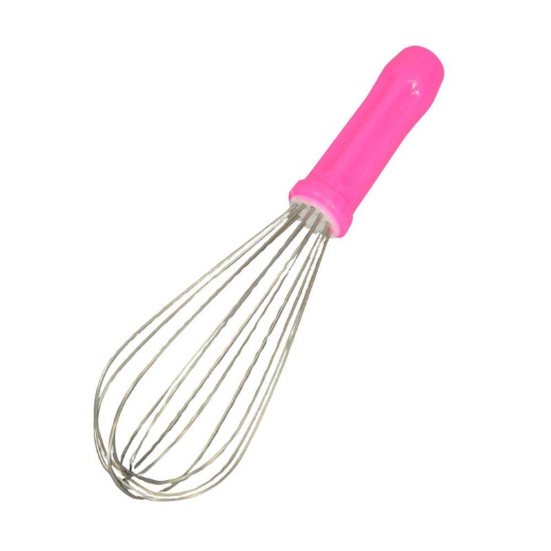 Batedor de Inox Fuet Tipo Pera P/ Ovos C/ Cabo Rosa Pink 25x6.5cm Solrac (01 unidade)