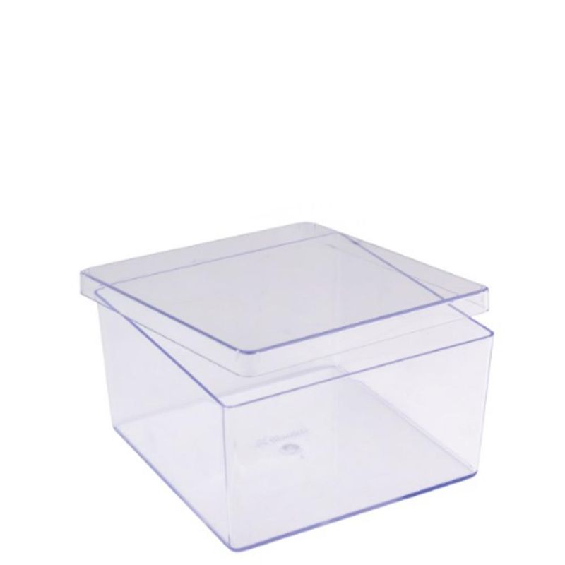 Caixa de Acrílico Cake Box Cristal Quadrada C/ Tampa 1500ml Blue Star (01 unidade)