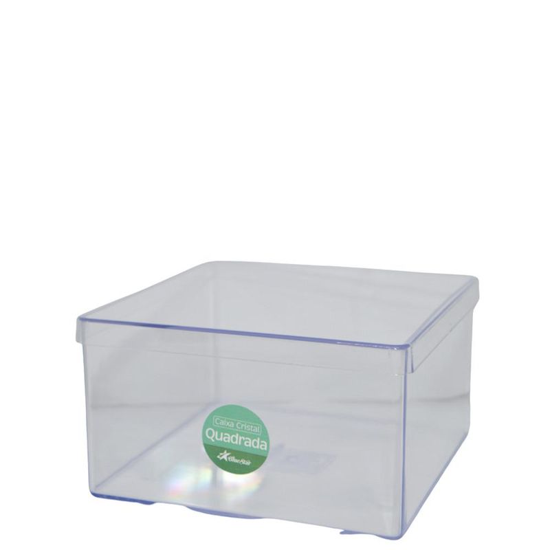 Caixa de Acrílico Cake Box Cristal Quadrada C/ Tampa 1500ml Blue Star (01 unidade)