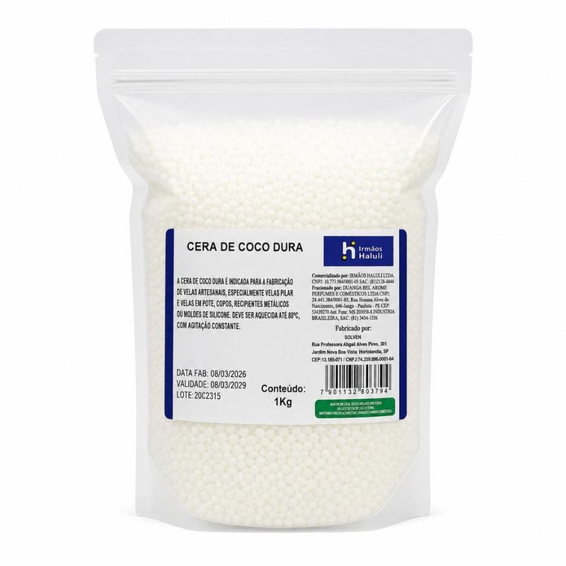 Cera Vegetal de Coco Dura para Velas Artesanais Solven 1kg (01 unidade)
