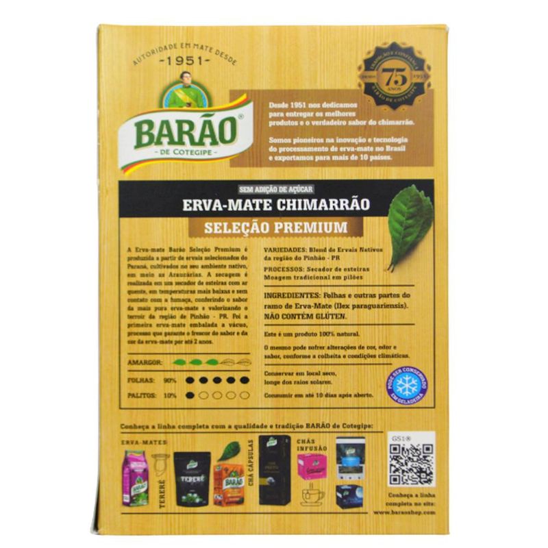 Erva-Mate P/ Chimarrão Seleção Premium à Vácuo Barão (1KG)