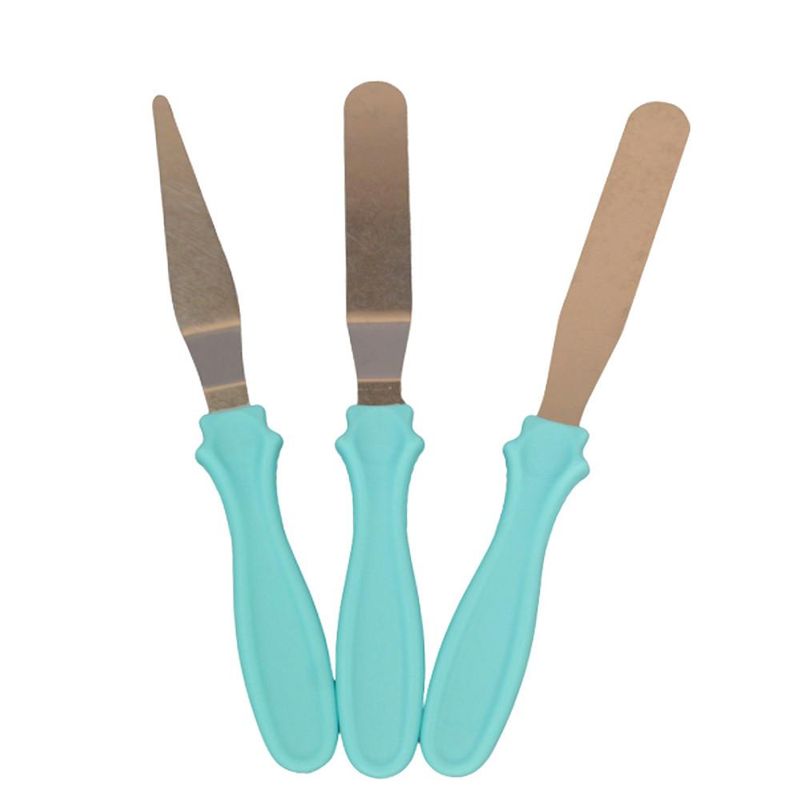 Kit Espátula Confeiteiro de Inox Azul Mar 22cm Ref. IESP-14 Solrac (03 unidades)