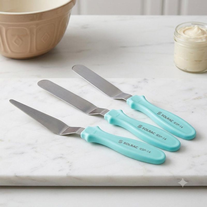 Kit Espátula Confeiteiro de Inox Azul Mar 22cm Ref. IESP-14 Solrac (03 unidades)