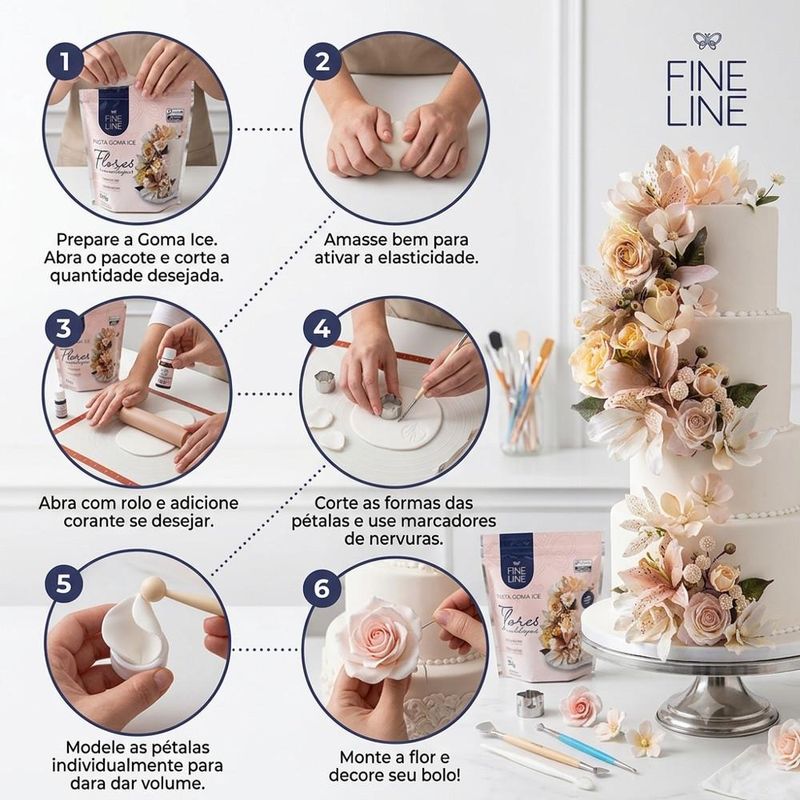 Pasta P/ Flores e Modelagens Goma Ice Fine Line (500 gramas)
