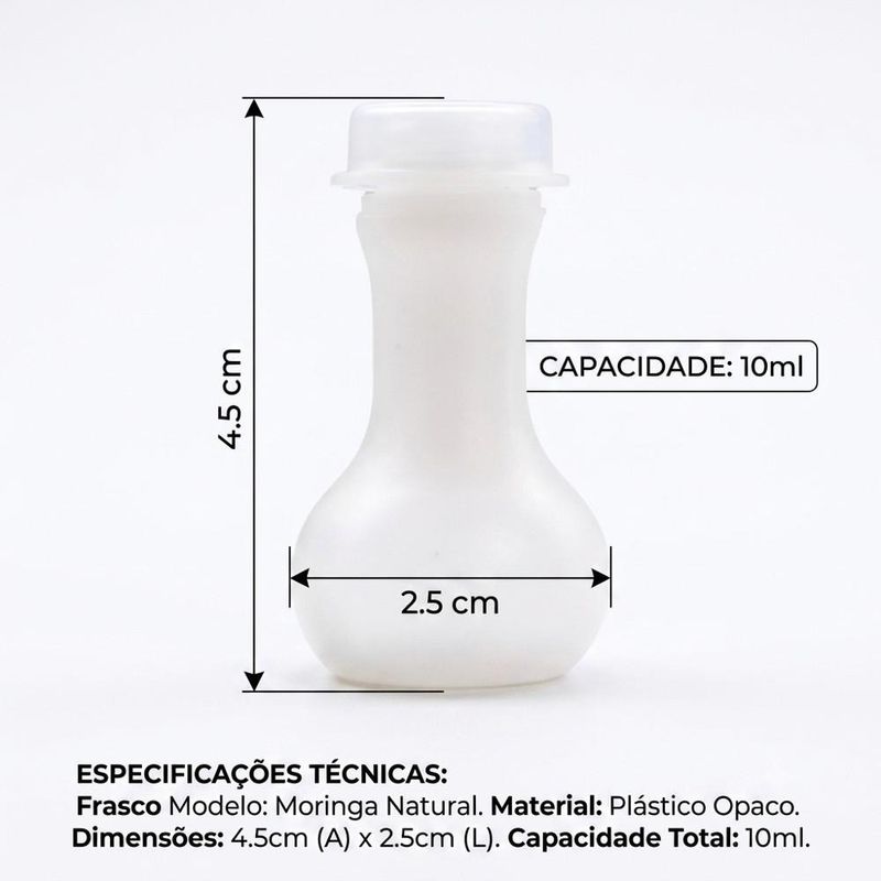 Moringa de Plástico Natural Botija C/ Tampa de Pressão 10ml Irmãos Haluli (01 unidade)