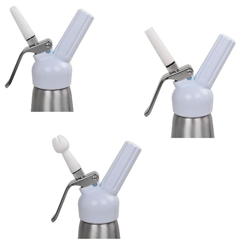 Garrafa Sifão P/ Chantilly de Alumínio Prata C/ Cabeçote Branco 500ml DaysBrasil (01 unidade)