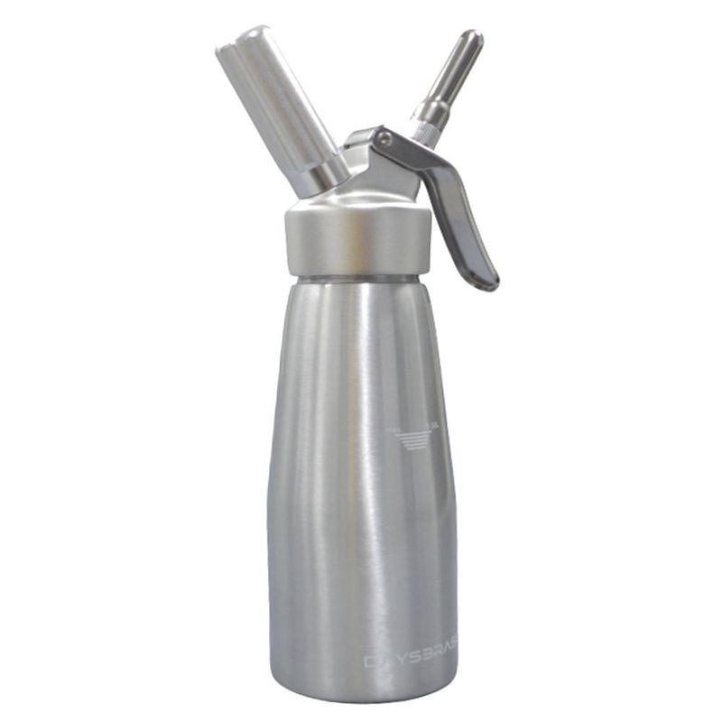 Garrafa Sifão P/ Chantilly de Alumínio Prata C/ Cabeçote Prata 500ml DaysBrasil (01 unidade)