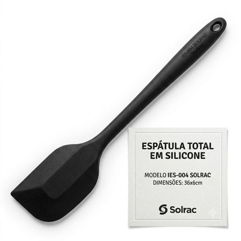 Espátula de Silicone Total Preta 36x6cm Ref. IES-004 Solrac (01 unidade)
