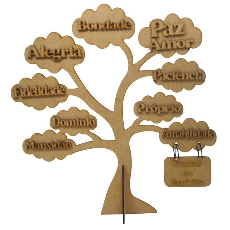 Árvore Fruto do Espírito Santo de MDF 30x28cm Ref. LJ470 LJ Artesanatos (01 unidade)
