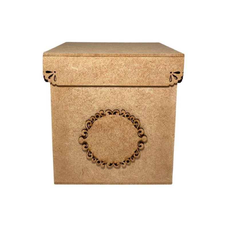 Caixa de MDF Cubo Videira 13x13cm Ref.: 19326 Contraste (01 Unidade)