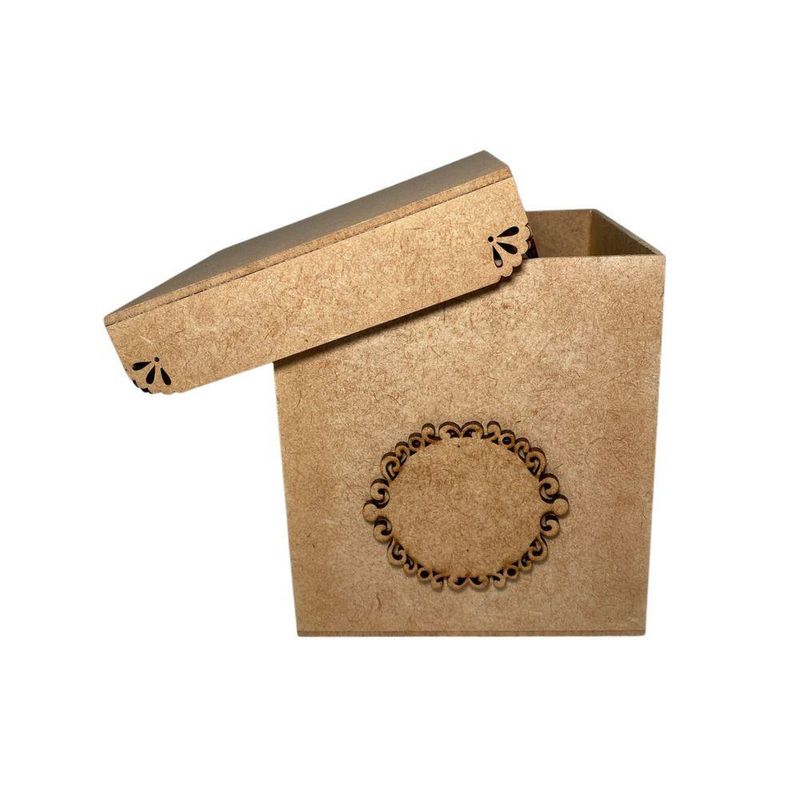 Caixa de MDF Cubo Videira 13x13cm Ref.: 19326 Contraste (01 Unidade)