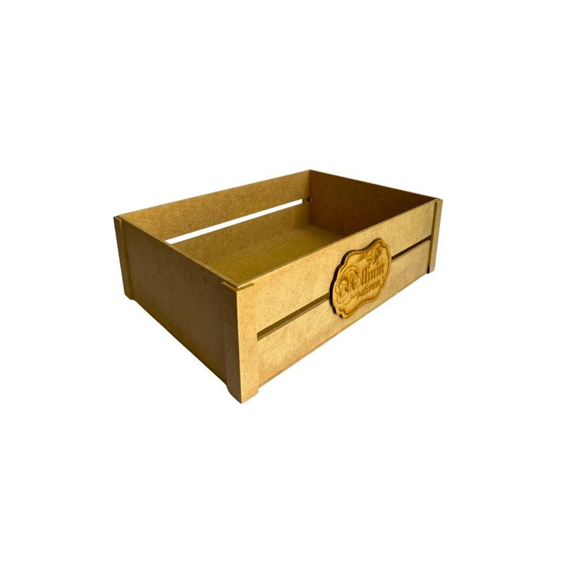 Cesta de MDF Caixote P Retangular com Rótulo 1 Ref.: 11121 26x18,5x8cm Contraste (01 Unidade)