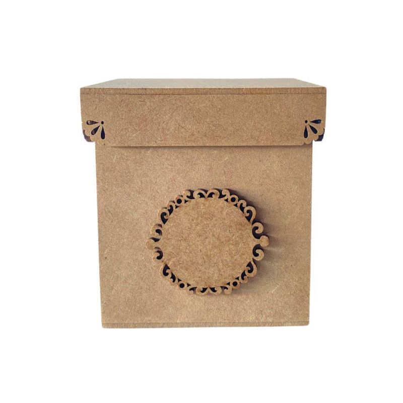 Caixa de MDF Cubo Videira Rendada 10x10cm Ref.: 19325 Contraste (01 Unidade)