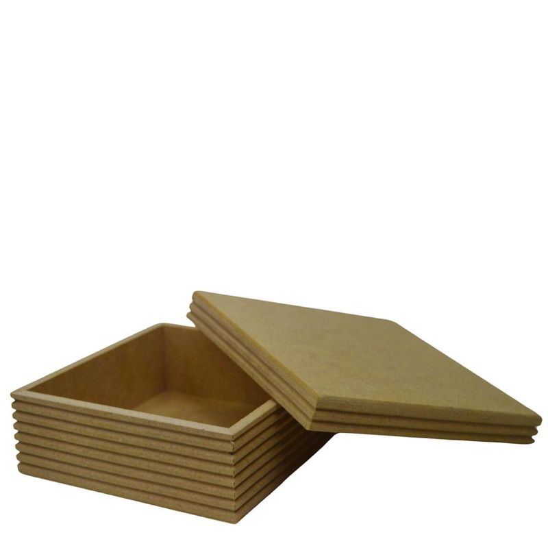 Bandeja de MDF Quadrada C/ Friso e Tampa 14,2x14,2x6cm Ref.: LJ613 LJ Artesanatos (01 Unidade)