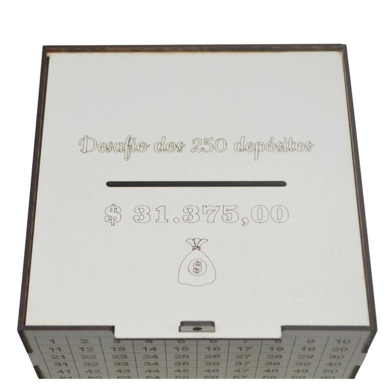 Minhaeiro de MDF Desafio dos 250 Depósitos 17x16x16cm Ref. LJ159 LJ Artesanatos (01 unidade)