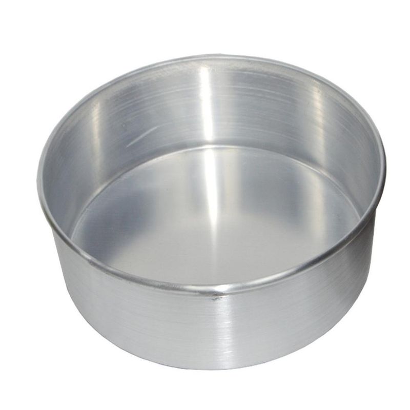 Forma de Alumínio Redonda Alta Reta para Bolo com Fundo Fixo 25x10cm Alumínio Circular (01 unidade)