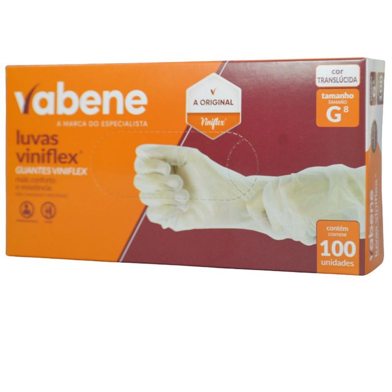 Luvas de Segurança Viniflex Translúcida Tamanho G 8" Vabene (100 unidades)