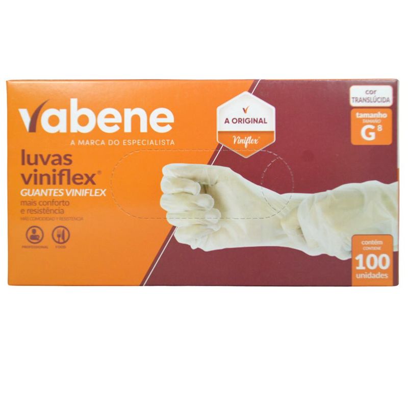 Luvas de Segurança Viniflex Translúcida Tamanho G 8" Vabene (100 unidades)