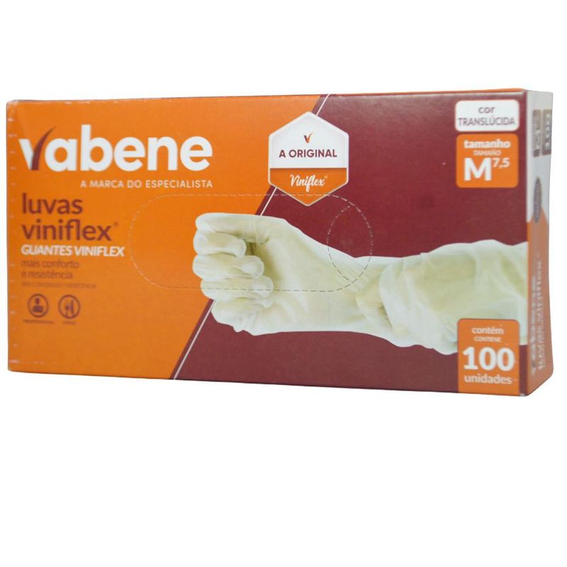 Luvas de Segurança Viniflex Translúcida Tamanho M 7.5" Vabene (100 unidades)