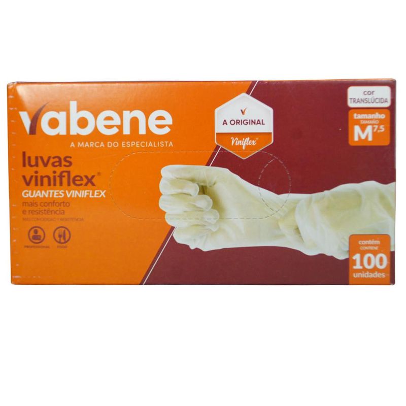 Luvas de Segurança Viniflex Translúcida Tamanho M 7.5" Vabene (100 unidades)